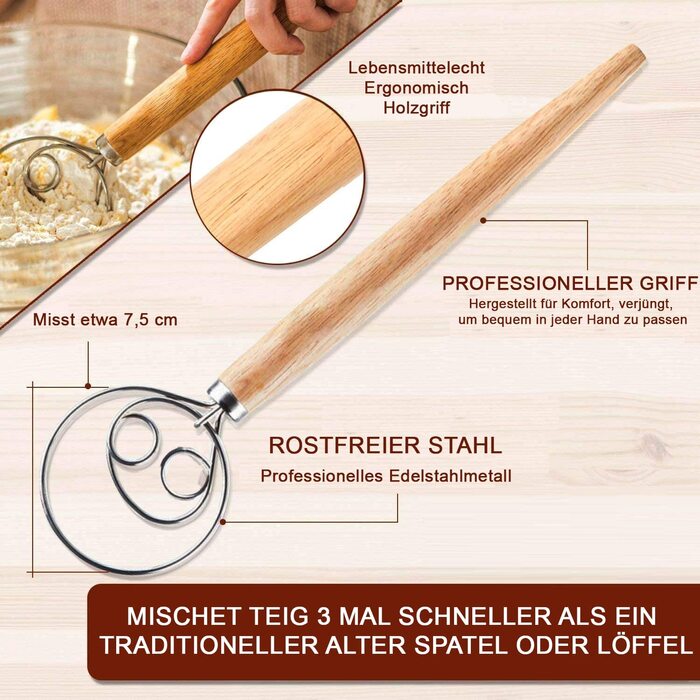 Набір для випікання хліба Yaani: гільзи для бродіння (2 шт.), щітка для тіста, ніж для хліба, 22 см та 25 см