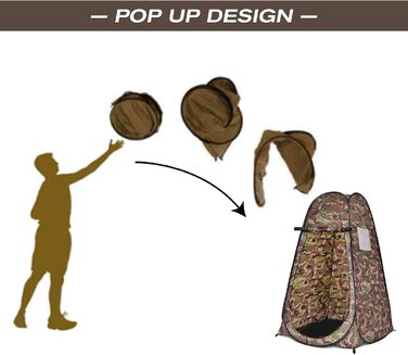 Намет переодягання Relax4Life з системою Pop-up, душовий намет, туалетний намет з вікном, намет-кімнату з поліестеру, 120 x 120 x 190 см, камуфляж Flecktarn