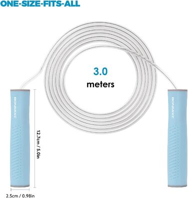 Обтяжена скакалка BONMIXC 0,5 кг для дорослих Швидкісна скакалка з кульковими підшипниками, легка скакалка для початківців (3 стилі) Speed Blue (1 упаковка)