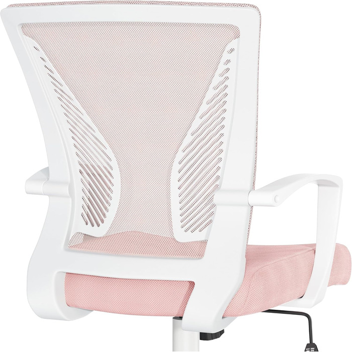 Офісний стілець Yaheetech ергономічний з сітчастою спинкою, регульований, з підлокітниками, до 136 кг (Рожевий)