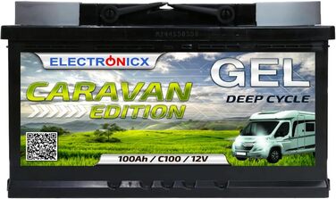 Гелева батарея 12 В 120 Ач Caravan Edition Сонячні батареї GEL Technology Батарея 12 В сонячна батарея, сонячна батарея Акумулятор для човнів Автофургони, Кемпінг для караванів (100 Ач)