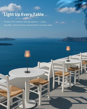 LED настільна лампа LuminexDesigns бездротова з акумулятором 5200mAh, регульована яскравість, IP54 вологостійка, для спальні, офісу, саду, декору, біла (сучасний дизайн, компактна, чорна)