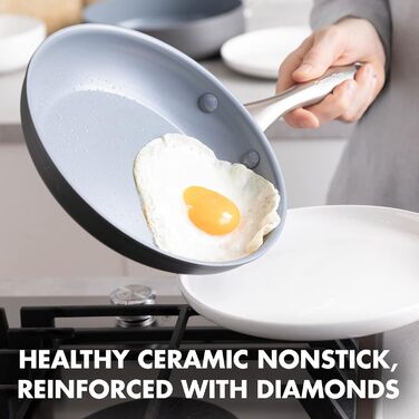 GreenPan Lima сковорода з антипригарним покриттям Hartelox, кераміка, без PFOA та PFAS, для плити та гриля, з нержавіючою ручкою, 12' та 8' сковороди-швидковки