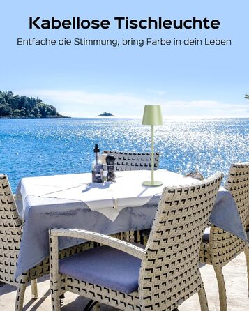 LED-лампа настільна Jackyled бездротова, перезаряджувана, 5000mAh, 3 рівня висоти, 3 температури кольору, регульована яскравість (зелена, 1 шт.)