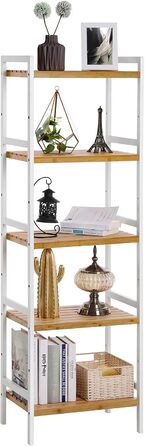 SONGMICS Regal Bambus - Поличкова стійка з бамбука, 5 ярусів, 31.5 x 45 x 142 см, для ванної, кухні, вітальні, спальні, балкону