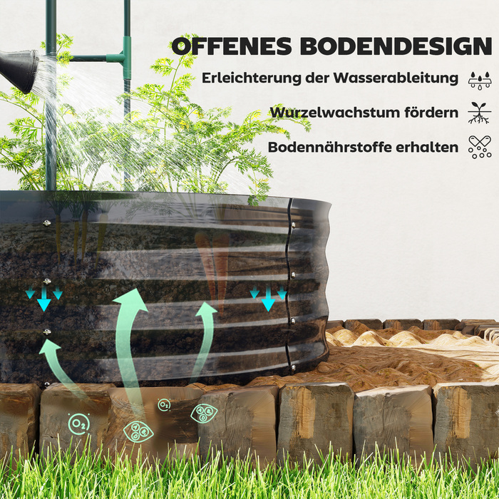 Підвищене грядка з опорою для ліан, металевий ящик для рослин з рукавичками, садовий ящик 160 x 90 x 180 см, темно-сірий