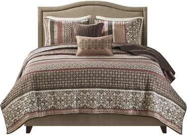 Ковдра Madison Park Jacquard Luxe Design, оверсайз King, Princeton Red, набір з 5 предметів