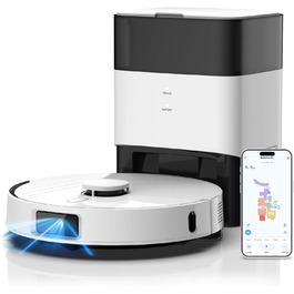 Робот-пилосос AIRROBO T30+ з функцією миття, LiDAR навігація, 6000Pa, 3.5L пилозбірник, 240 хв роботи, керування через додаток, білий малюнок