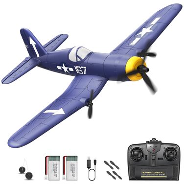 RC літак HAWK'S WORK F4U Corsair 2.4GHz – радіокерований літак-винищувач для дітей та початківців, готовий до польоту з гіростабілізатором