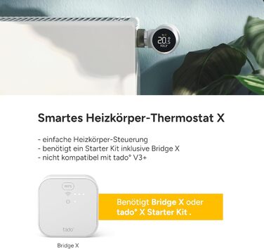 tado Smartes Heizkörperthermostat X: Розумний термостат для радіатора з керуванням через додаток та голосових помічників (Alexa, Siri, Google Assistant), енергозбереження, DIY монтаж