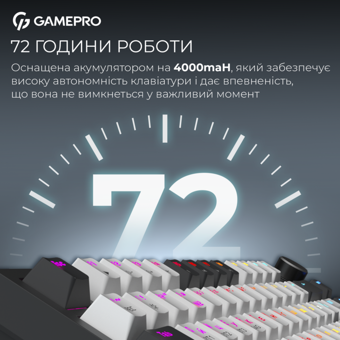Бездротова механічна клавіатура GamePro Asgard Valhalla Pro (MK160W-D-Pro) 75% Rainy switches