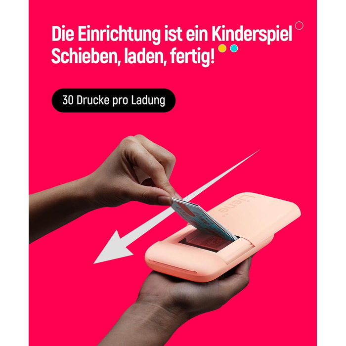 Портативний фотодрук Liene Pearl K100 з друком на Zink папері, Bluetooth 5.0, для iOS та Android, рожевий