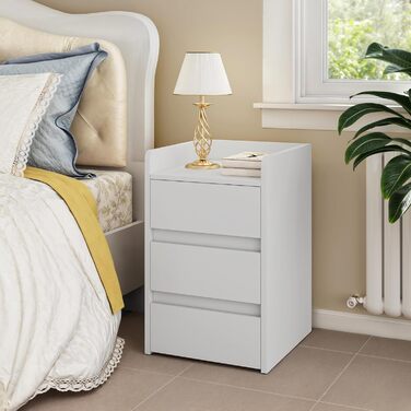Приліжкові тумбочки YITAHOME 2 шт. з металевими ніжками та ручками, білий колір, 3 висувні ящики, 35 x 40 x 59 см