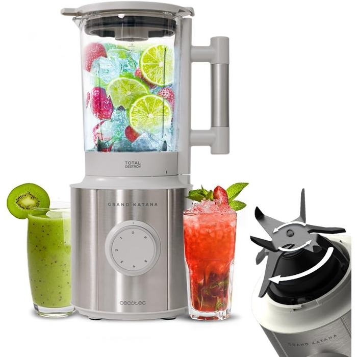 Стаціонарний блендер Cecotec Grand Katana 2700MAX Total Destroy Screen - 2700W, цифровий дисплей, 1.8л скляний глечик (білий)
