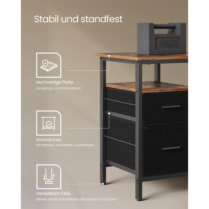 Комп'ютерний стіл VASAGLE L-подібний з розетками, LED-підсвічуванням та USB-портами, 150 x 120 x 76 см, для дому та офісу, вінтажний колір