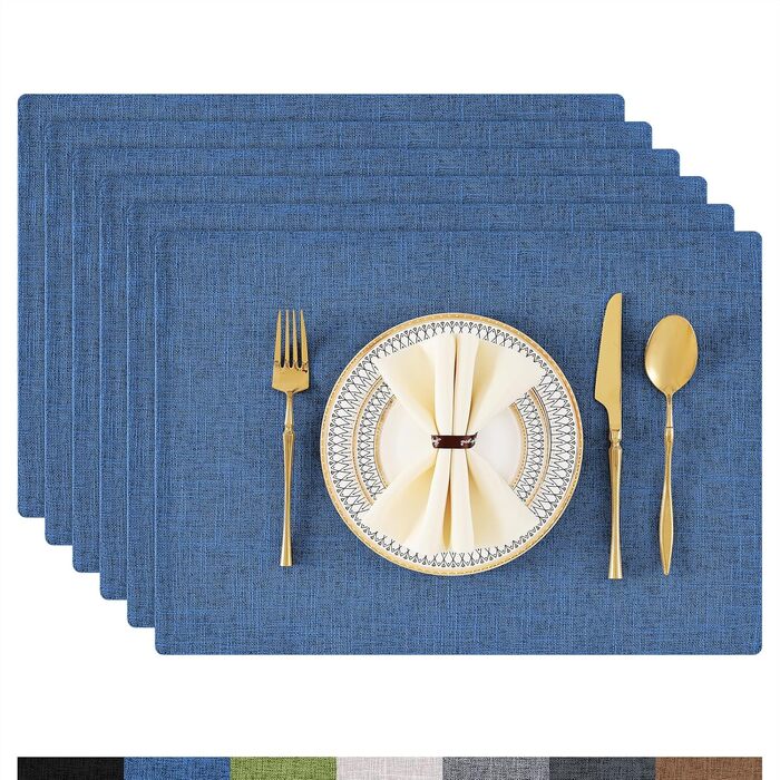 Тканинні серветки на стіл Homaxy, 6 шт., блакитні, водовідштовхувальні, стійкі до високих температур, антиковзаючі
