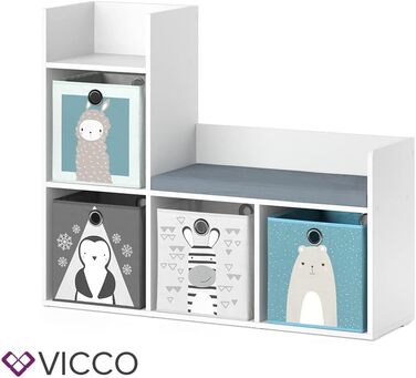 Дитяча полиця Vicco Luigi, біла, 107,2 x 88,6 см з 2 відкидними коробками Opt.2 Біла з відкидними коробками опт.2