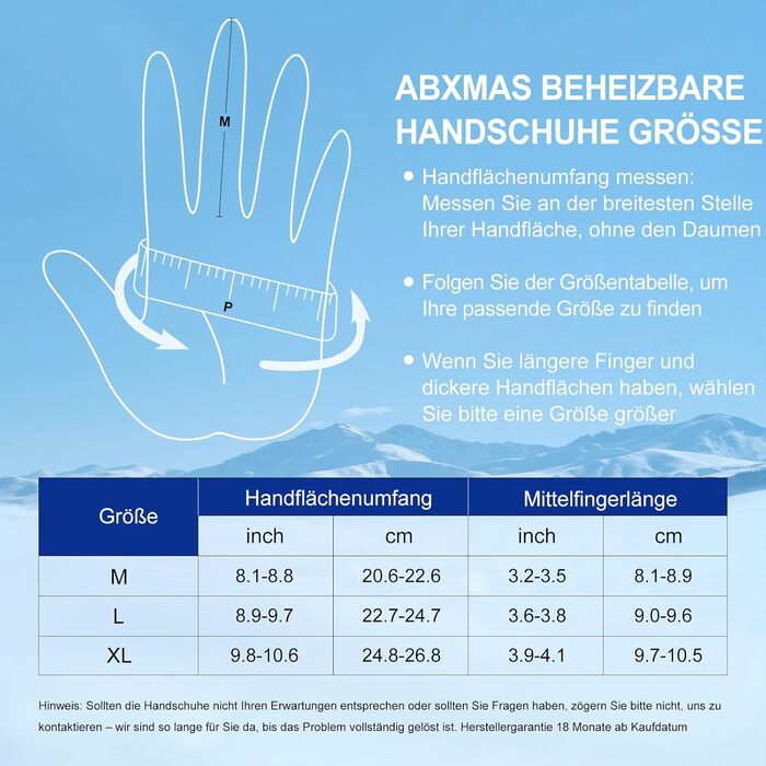 Електричні гріючі рукавички ABXMAS для чоловіків та жінок, 7.4V 3200mAh, XL, Чорний