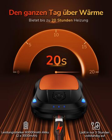 Електричний гріє для рук, перезаряджуваний, USB, набір 2 шт. для чоловіків та жінок (помаранчевий)