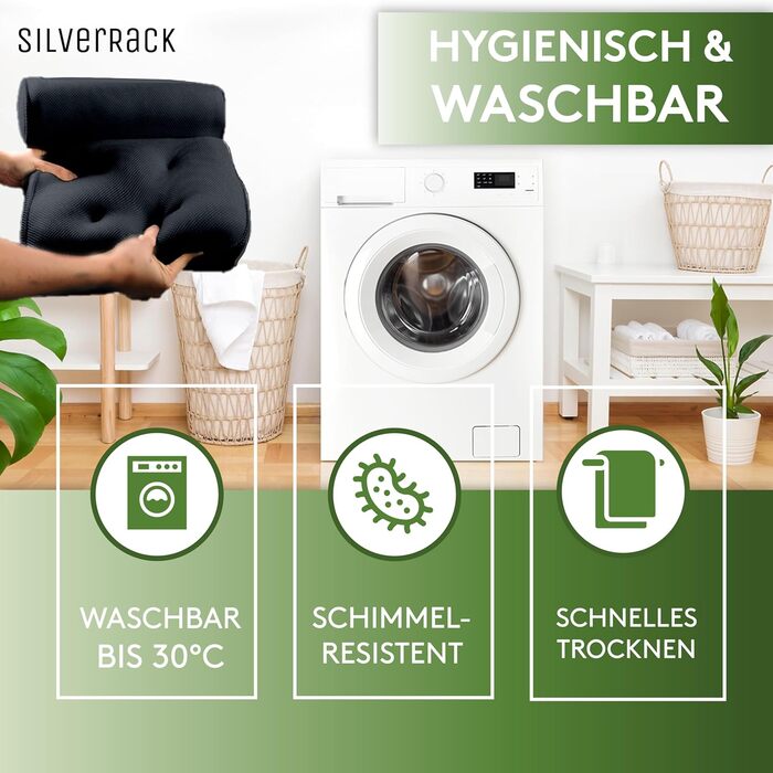 Підголовник для ванни SilverRack MEDIUM-WEICH [Темно-Сірий 4D] з присосками - ергономічна подушка для ванни