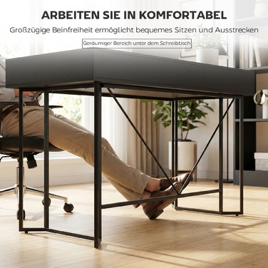 Компактний комп'ютерний стіл з 2 висувними ящиками, письмовий стіл з великою робочою поверхнею 120 x 60 x 77 см, чорного кольору