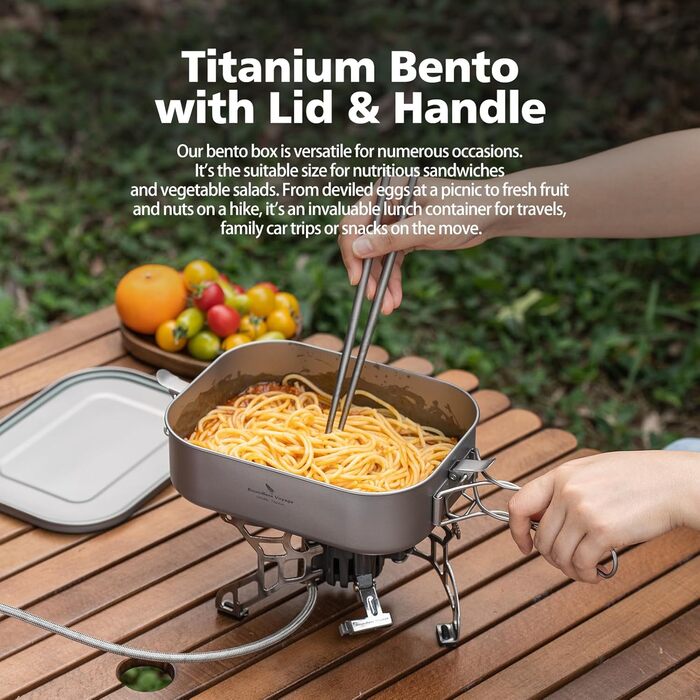 Ланчбокс iBasingo Titan 800мл з кришкою та ручкою, герметичний бенто-контейнер для кемпінгу, відпочинку та офісу. Безпечний для їжі посуд для подорожей, миється в посудомийній машині, Ti2081C