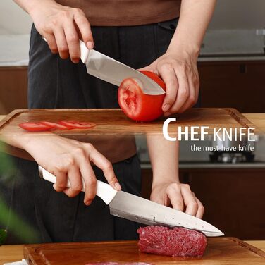 Набір кухонних ножів з бруском Messerich: 7 предметів, нержавіюча сталь, кухонні ножі та ножиці, чорний