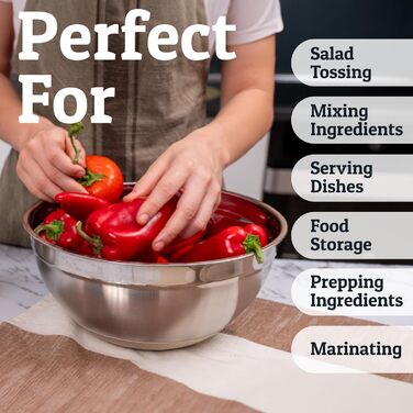 Набір міксерів Priority Chef з кришками, 6 шт. з неслизьким дном, набір міксерів з нержавіючої сталі, 6 герметичних кришок та 3 тертки, блакитний (Getaway Solids) (Хакі)