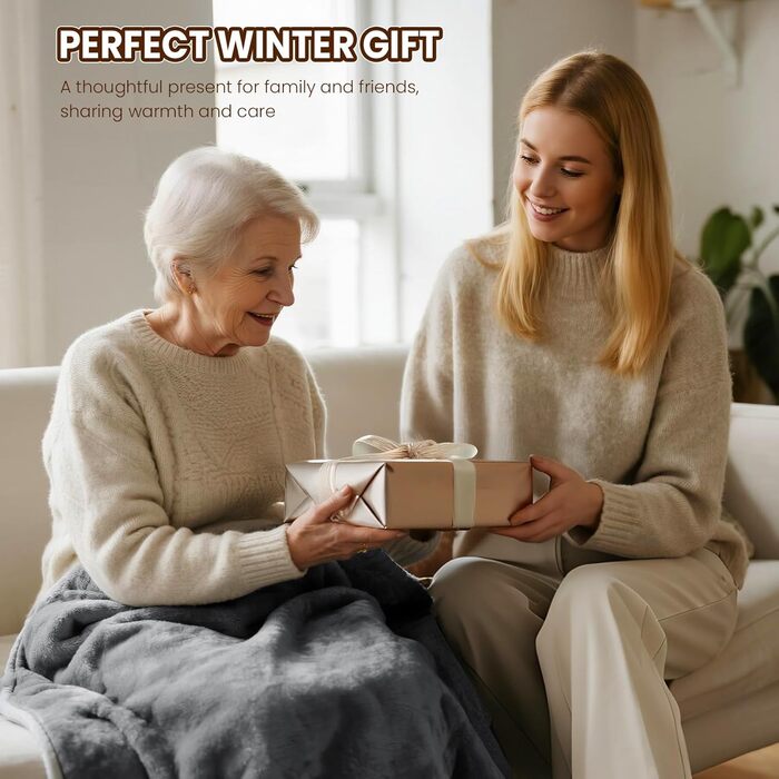 Електрична ковдра Dnenellr XXL 200x180 см з автоматичним вимкненням, 6 режимів нагріву, захист від перегріву, пральна, для ліжка та дивану