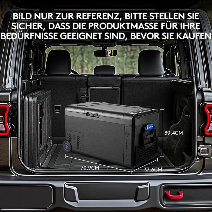 Автомобільний компресорний холодильник AAOBOSI 38л: Електричний охолоджувач для авто, кемпінгу, риболовлі (-20°C/+20°C), 12/24V/230V, USB