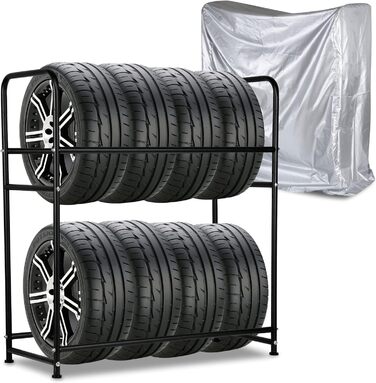Стелаж для шин на 8 шин, сталевий, 2-х рівневий, 107x46x117 см, порошкове покриття | Гараж, майстерня, склад