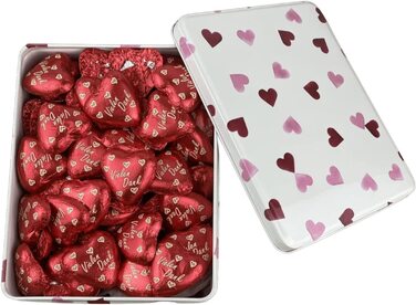 Дизайн подарункової коробки Thornback & Peel-Любовно оформлена прямокутна коробка для зберігання-жерстяна коробка з мотивом, коробка для печива, коробка-Розміри (Д х Ш х в) 19,5 х 15,4 х 7,5 см (рожеві сердечка)