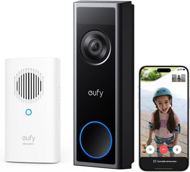 Відеодзвінок eufy Security C31 з камерою та Chime, 2K FHD, без підписки, акумуляторний, з Wi-Fi
