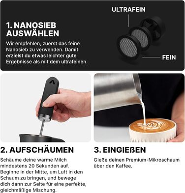 Мікропінний молочний піноутворювач Subminimal NanoFoamer Lithium - для капучино, лате, гарячого шоколаду