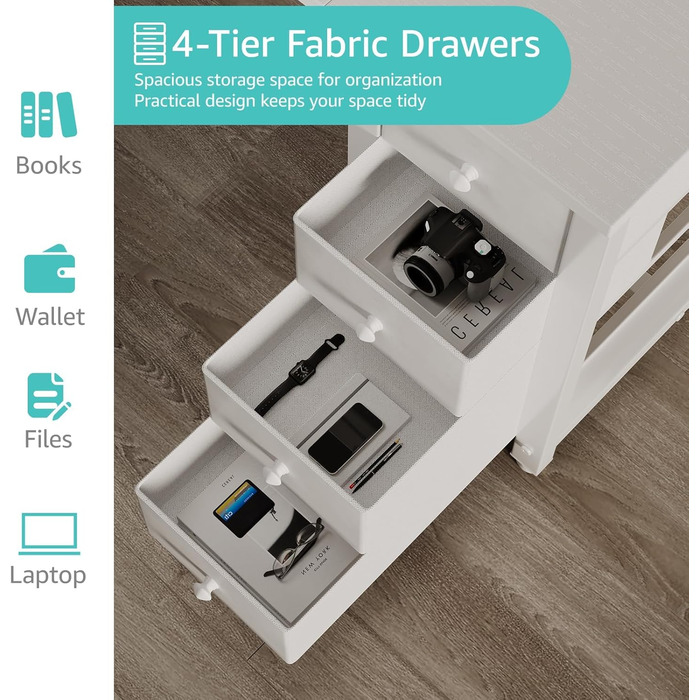 Комп'ютерний стіл Lufeiya з 4 висувними ящиками та полицями для зберігання, для дому, офісу, спальні, сучасний, простий дизайн, для студентів, ПК, 119,4 см