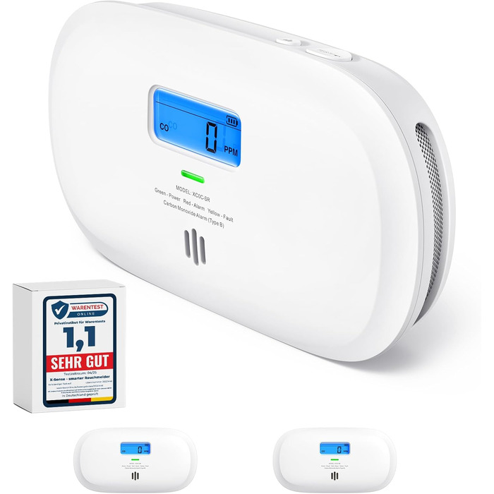 Датчик CO X-Sense XC0C-iR з LCD-дисплеєм, сертифікат TÜV Rheinland, керування через додаток, 1 шт.