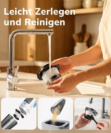 Акумуляторний ручний пилосос для авто та дому, 25000Па, бездротовий з HEPA-фільтром та набором насадок, білий