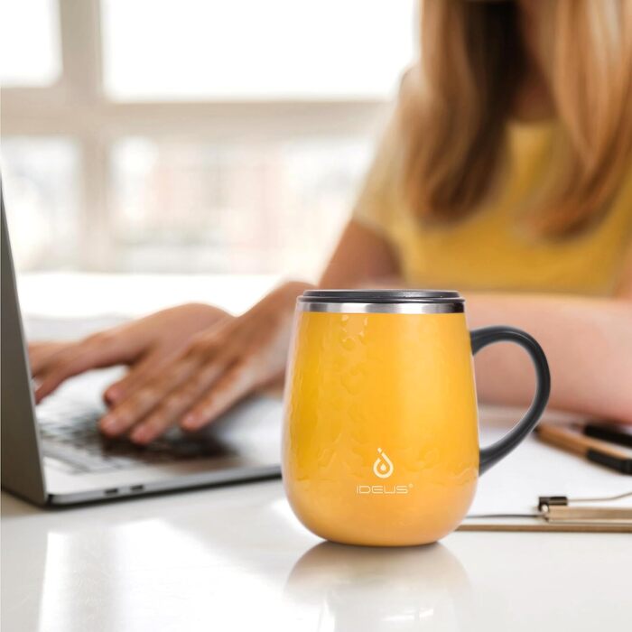 Кружка для кави та чаю Ideus 470 мл (подвійні стінки, нержавіюча сталь, з кришкою)