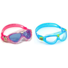 Окуляри для плавання Aqua Sphere Vista дитячі окуляри для дайвінгу сині окуляри, рожевий / білий, один розмір і унісекс-молодіжна маска для плавання Seal Kid 2, прозорі окуляри-Аква, один розмір підходить всім