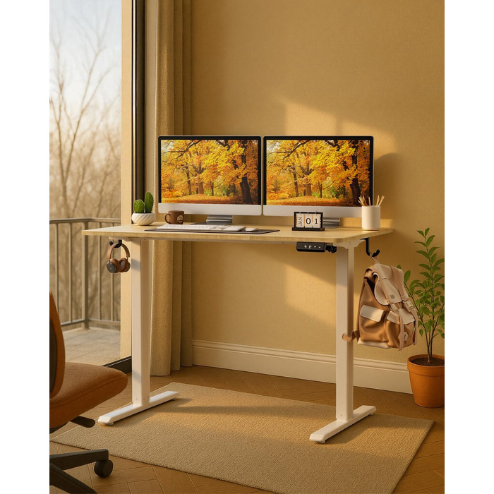 Регульований по висоті письмовий стіл для дому та офісу з пам'яттю на 2 пресети, стіл для ігор та роботи, колір вінтажний коричневий (100 x 60 см)