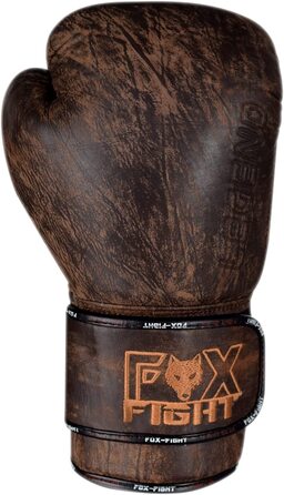 Боксерські рукавички FOX-Fight Legend з натуральної шкіри для боксу, кікбоксингу, Муай-тай, тренувальних спарингів, коричневі, 12 унцій