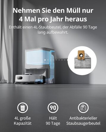 SwitchBot K10+ Pro Робот-пилосос з док-станцією для самостійного очищення, LiDAR-навігація, тиха робота 45dB, сумісний з Alexa