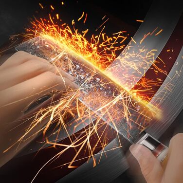 Японський ніж Gyuto FANTECK з дамаської сталі 20 см (67 шарів VG-10) - професійний кухонний ніж з дерев'яною ручкою Pakkawood, подарункова коробка