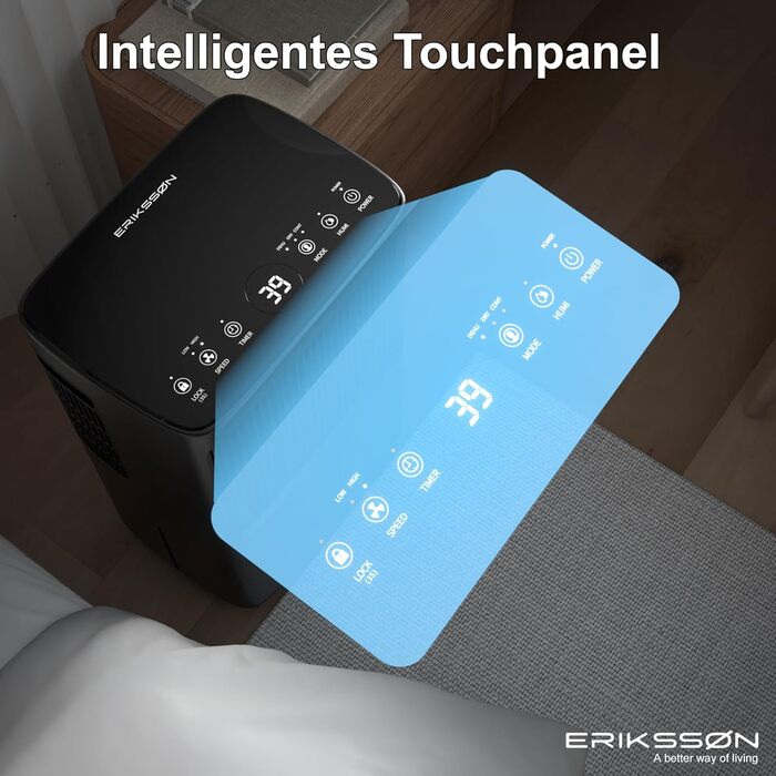 Електричний осушувач повітря з LED-дисплеєм, таймером та захистом від дітей | Осушує 16л вологи на добу | Для приміщень до 70м² | Енергоефективний осушувач з датчиком вологості | Білий/Чорний