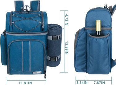 Набір для пікніка на 2 особи Hap Tim: рюкзак з тримачем для вина, флісова ковдра, столовий приладдя. Ідеально для пляжу, подорожей, походу, кемпінгу, грилю та подарунків.