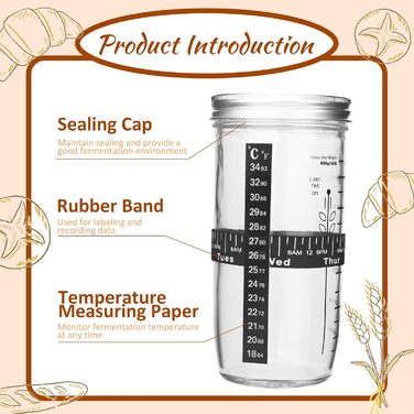 Набір для бродіння та випікання хліба: корзинка 25 см, набір 7 предметів, скляна тара 700 мл, 100% натуральний ротанг