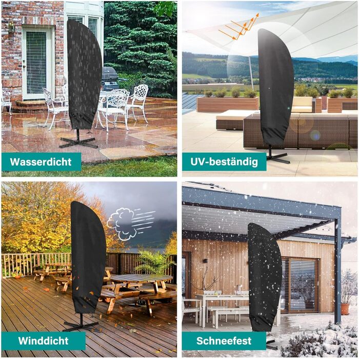 Чохол для парасольки великої, до 4 м, чорний (280 x 40/80/50 см) - захист від сонця, вітру та снігу