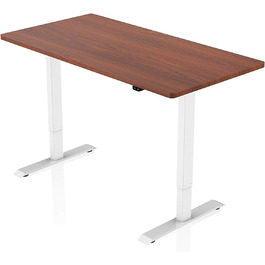 Електричний регульований стіл AGIL 140x70 см - білий каркас, стільниця з горіха, для офісу, ергономічний, з підйомником