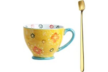 Чашка в стилі ретро ACYOUNG об'ємом 500 мл-кавова кружка з квітковим малюнком, кавова кружка вінтажного дизайну Високоякісна порцелянова чашка (9)