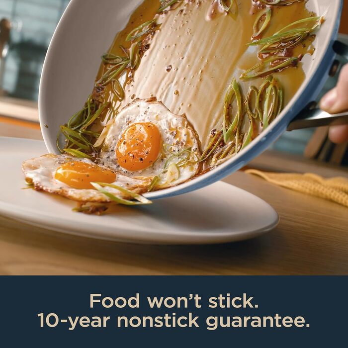 Набір посуду Ninja Ceramic Pro CW39011MM: 11 предметів, керамічне покриття, антипригарні каструлі та сковорідки з кришками, сумісний з індукцією, для всіх типів плит, PTFE-free, Blue Macaron